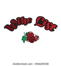 Handwritten lettering of Wine List suitable for a poster, banner or restaurant menu. Illustration can be used for logotype or icon design