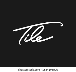 Handwritten lettering word Tile. Vector template.