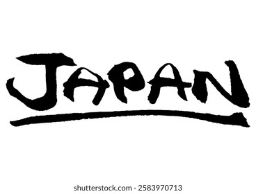 Handwritten letters “JAPAN”. Brush script.