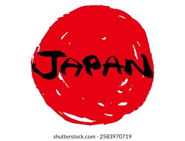 Handwritten letters “JAPAN”. Brushstrokes in red circle.