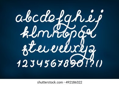 Handwritten letters and digits. Brush script font letters. Stock vector lettering typography