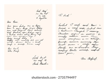 Handwritten Letters with Fake Text on Vintage Yellow Background Vector Illustration