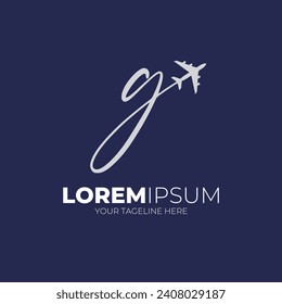 Handwritten Letters g Initials Airplane Logo Design Graphic Vector Illustration Inspiration