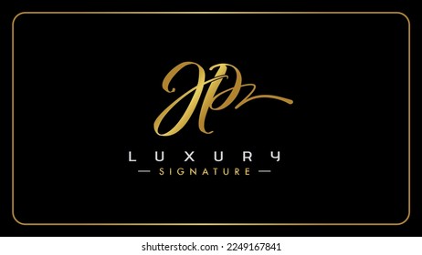 Handwritten letters JP logo vector signature, Isolated on a black background.