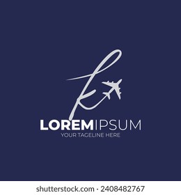 Handwritten Letters k Initials Airplane Logo Design Graphic Vector Illustration Inspiration