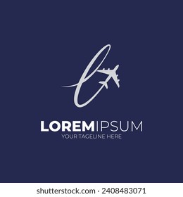 Handwritten Letters l Initials Airplane Logo Design Graphic Vector Illustration Inspiration