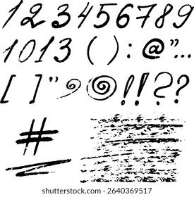 handwritten letters and numbers for school design, vector