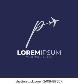 Handwritten Letters p Initials Airplane Logo Design Graphic Vector Illustration Inspiration