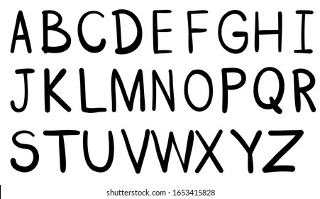 Handwritten letters, placed separately with white background, vector illustration.