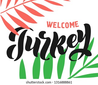 Handwritten letters. Turkey logo, lettering, calligraphy. Logos for banner, poster, postcard, website. Vector template
