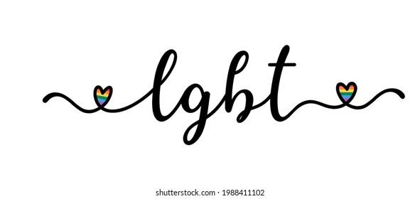 Handwritten LGBT word as banner or logo. Lettering 