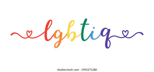 Handwritten LGBTIQ word as banner or logo. Lettering 