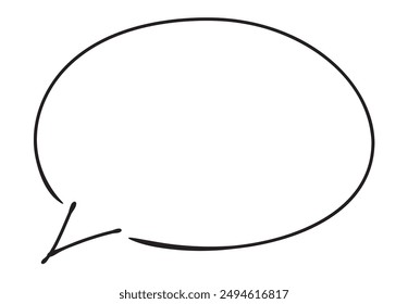 Handwritten line drawing speech bubble on white background