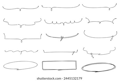 Handwritten line drawing underline speech bubble set