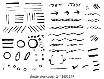 Handwritten line set, brush and ink