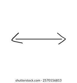 Handwritten linear arrows, Black arrows point in two directions left and right. Web-based navigation interface vector pointer.