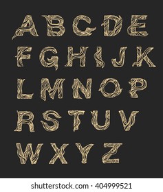 Handwritten linear font, vector script calligraphy  font. Hand drawn thin letters