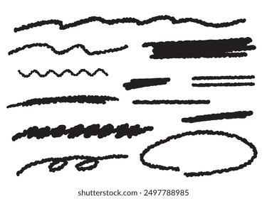 Handwritten lines of black crayon or chalk