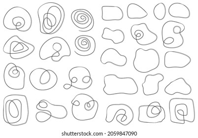 Handwritten lines and shapes. Handwritten marker design elements set isolated on white background.