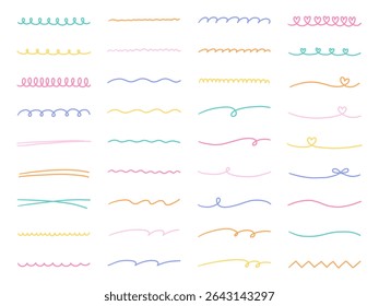 Handwritten lines vector illustration set. Hand drawn, ornamental, doodle