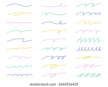Handwritten lines vector illustration set. Hand drawn, ornamental, doodle, line art