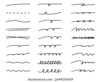 Handwritten lines vector illustration set. Hand drawn, ornamental, doodle, line art