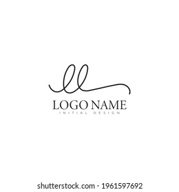 Handwritten LL initial letter signature logo design 