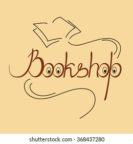 Handwritten logo for bookshop. Lettering. Vector.