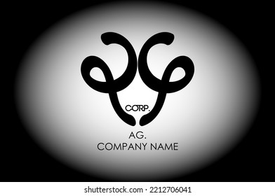 Handwritten logo with initials AG in the shape of an animal head