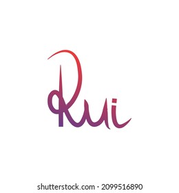 handwritten logo template with initials RUI.