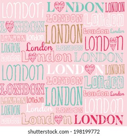 Handwritten London word seamless background pattern vector