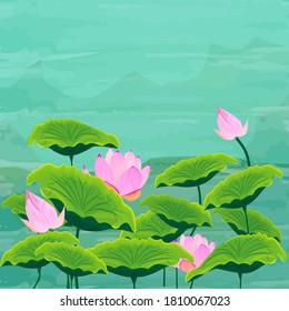 Handwritten lotus flower vector on white background. Vector illustration