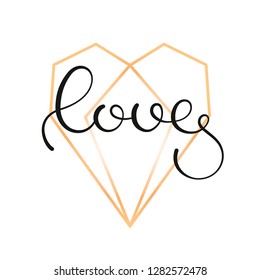 Handwritten Love Script. Love vector. Valentines Day Card Love Calligraphy.  Handlettering for cart, label. 