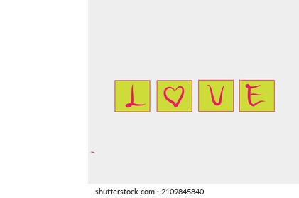 handwritten LOVE vector in a box, isolated on a white background