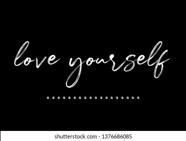 Handwritten Love Yourself Text with Rhinestone Ornament 