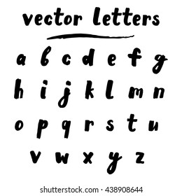 Handwritten lowercase vector letters for quotes and lettering with careless outline