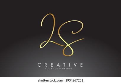 Handwritten LS L S Golden Luxury Letters Logo With A Minimalist Design. Creative Stamp Vector Illustration With Letters L And S. 