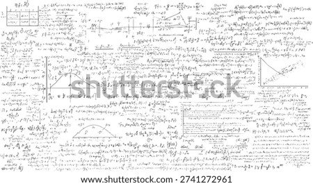 Handwritten mathematical equations and diagrams on a white background with a vintage feel mathematics