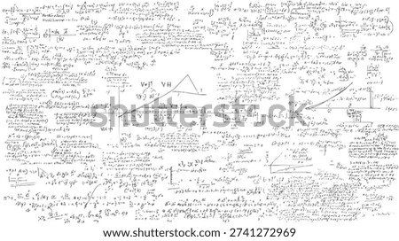 Handwritten mathematical equations and graphs on a white background with a greyish tint mathematics formulas