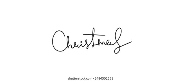 handwritten merry christmas inscription. Hand drawn lettering. One line drawing of phrase. Vector.