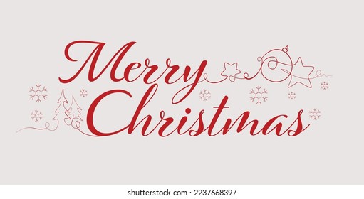 Handwritten Merry Christmas with vector on the white background 