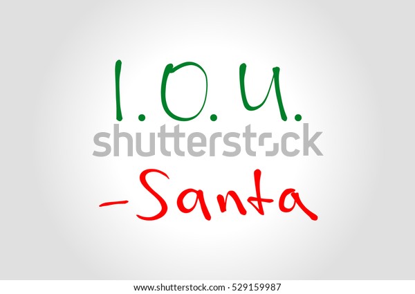 handwritten message card santa iou owe stock vector royalty santa iou