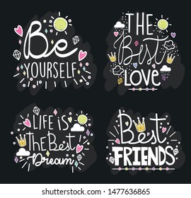 handwritten messages black background design