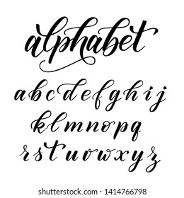 Handwritten Modern Brush Calligraphy Alphabet Isolated On White. Vector Illustration.