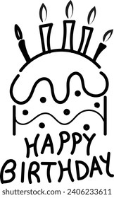 Handwritten modern brush lettering of Happy Birthday text on white background. Hand drawn typography design.