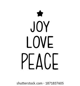 Handwritten modern brush lettering - Joy, love, peace