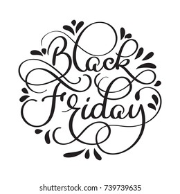 Handwritten modern brush lettering text Black Friday isolated on white background. Vector illustration