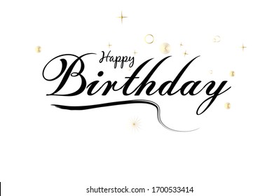  Handwritten modern lettering of Happy Birthday on white background. Typography design. Greetings card.Vector illustration