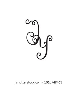 Handwritten monogram JY icon, logo with swirls isolated on white background