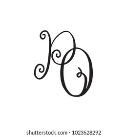 Handwritten monogram PO icon, logo with swirls isolated on white background